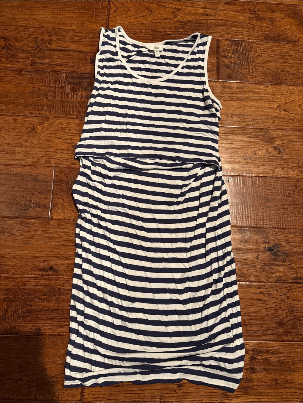 Striped Navy and White maternity/nursing Sleeveless Midi Dress